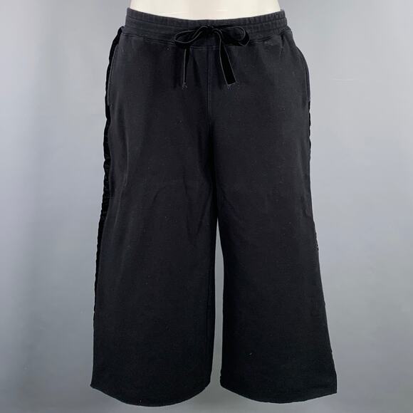 ALAIA Size M Black Cotton Blend Wide Leg Casual Crop Pants - Picture 1 of 8